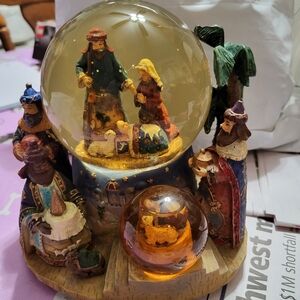 Nativity Scene Snow Globe with LED Lights